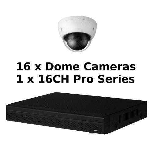 SCE 16-Channel Tribrid 1080P HD Pro Series 1U DVR System with 16 Dome Cameras