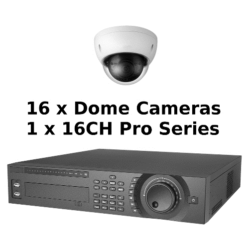 SCE 16-Channel Tribrid 1080P HD Pro Series 2U DVR System with 16 Dome Cameras