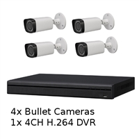 SCE 4-Channel HD 1080P Tribrid DVR System with 4 Bullet Cameras