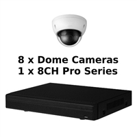 SCE 8-Channel Tribrid 1080P HD Pro Series 1U DVR System with 8 Dome Cameras