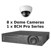 SCE 8-Channel Tribrid 1080P HD Pro Series 2U DVR System with 8 Dome Cameras